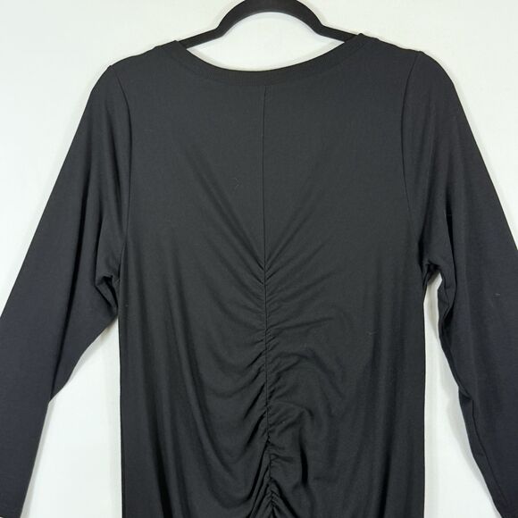 Torrid Womens 1 1X‎ Black Front Back Ruched Bodycon Jersey Knit 3/4 Sleeve Dress - Picture 5 of 7